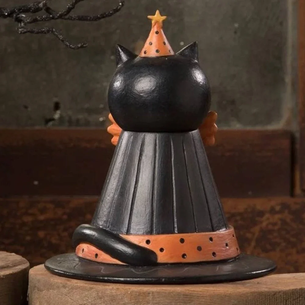 Bethany Lowe Johanna Parker Hocus Purrocus Black Cat Hat Container Halloween NEW